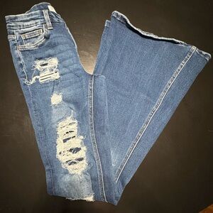 Bridge By Gly Mid-Rise Super Flare Distressed Jeans